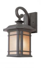  5820 BK - San Miguel Collection, Craftsman Style, Armed Wall Lantern with Tea Stain Glass Windows